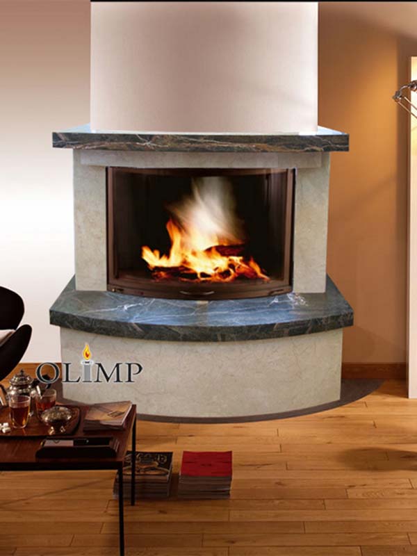 Панорамный камин, фото в интерьере