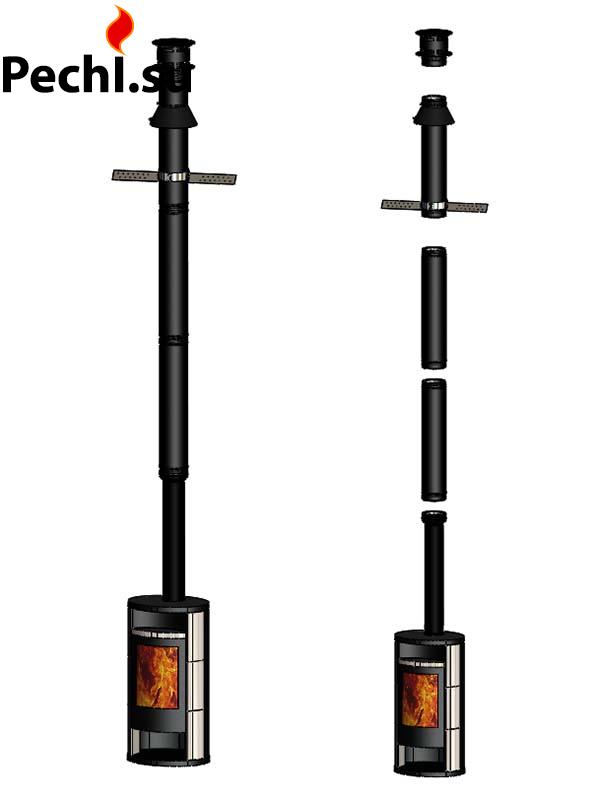 комплект дымохода permeter 25 верхнее подключение, д. 150 - шидель