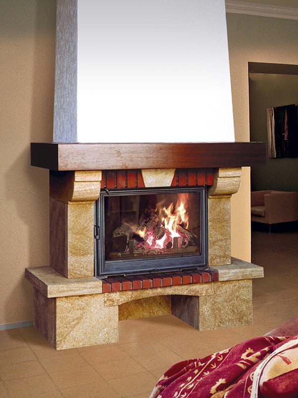 камин пристенно дровяной Милан фото